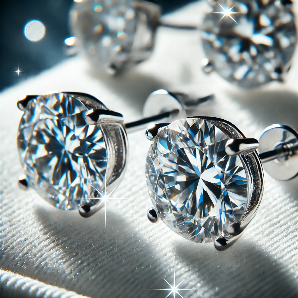 Boucles d’oreilles en diamant sur velours blanc
